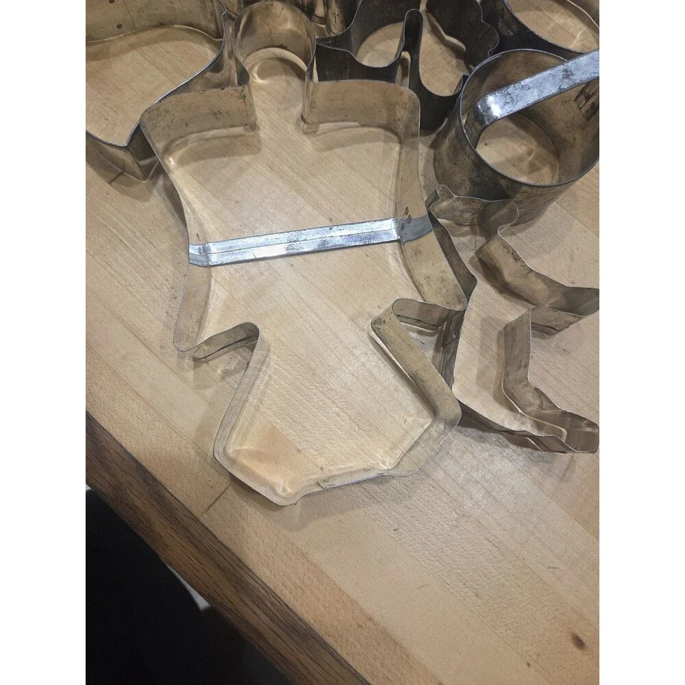Lot of 10 Vintage Tin Cookie Cutters - Christmas Shapes with Strap Handles